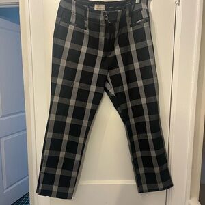 Anthropologie Black and White Plaid Pants